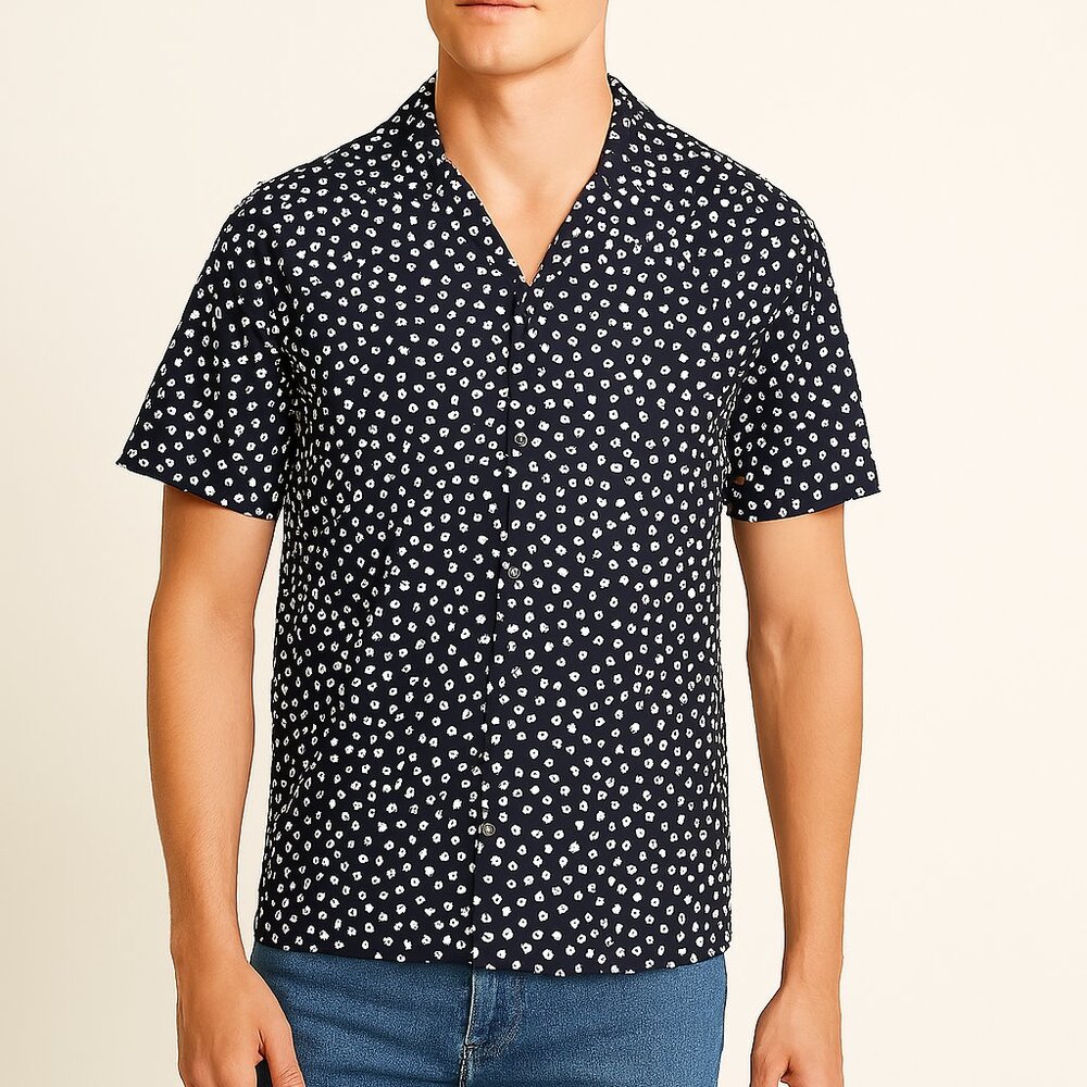 The Mens Store at Bloomingdales Short Sleeve Dot Print Camp Shirt, Size XL